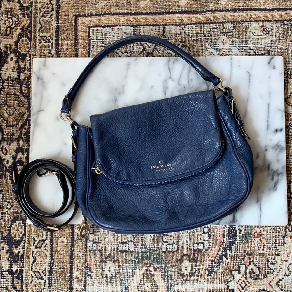Kate Spade navy cobble hill pebbled leather hobo
